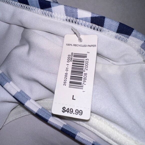 GAP Swimsuit Womens Large Blue White Check Plaid Underwired One Piece Halter NWT - Picture 7 of 12